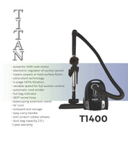 Load image into Gallery viewer, Titan T1400 Canister Vacuum Cleaner