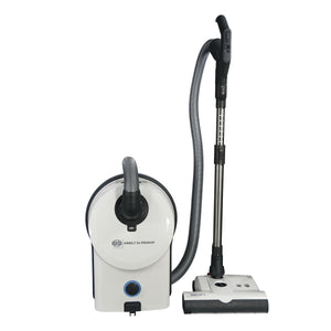 Sebo Airbelt D4 Premium with ET-1 Power Head and parquet brush.  Includes Three-Step Hospital Filtration
