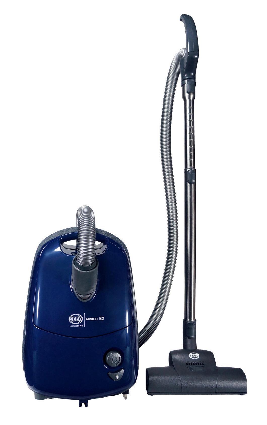 Sebo Airbelt E2 Turbo with turbo nozzle and parquet brush.  Includes Three-Step Hospital Grade Filtration